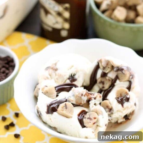 No-Churn Chocolate Chip Cookie Dough Ice Cream (Plus 10 More Recipes) 7 This no churn chocolate chip cookie dough ice cream has generous pieces of eggless cookie dough inside a creamy vanilla ice cream with hot fudge swirls. No ice cream machine needed to make this delicious dessert!