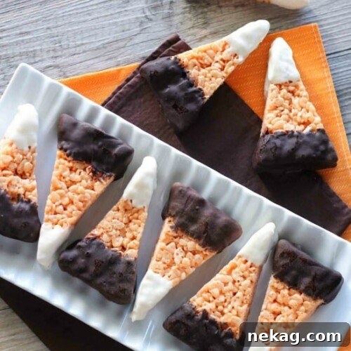 Chocolate-Dipped Candy Corn Rice Krispie Treats Recipes 6 Chocolate Dipped Candy Corn Rice Krispie Treats