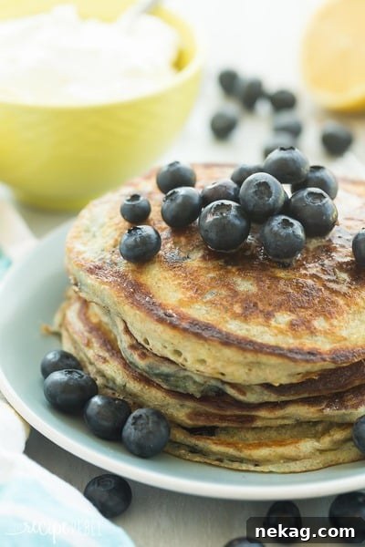 Lemon Blueberry Greek Yogurt Pancakes // The Recipe Rebel