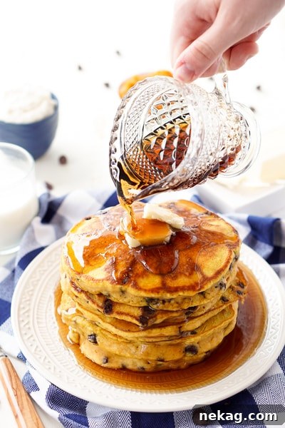 Pumpkin Chocolate Chip Pancakes // Sugar & Soul