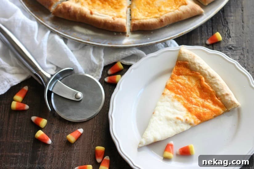 Candy Corn Pizza is a fun and easy idea for Halloween dinner -- even the kids can make it!
