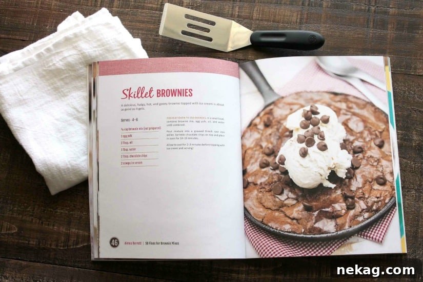 Skillet Brownie Recipe: Gooey Chocolate Brownie for Sharing 5 Skillet Brownies from 50 Fixes For Brownie Mixes by Aimee Berrett