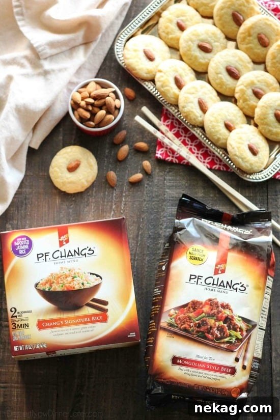 Crispy Chinese Almond Cookies Recipe for Lunar New Year Treats 3 P.F. Chang's Home Menu Signature Rice & Mongolian Style Beef