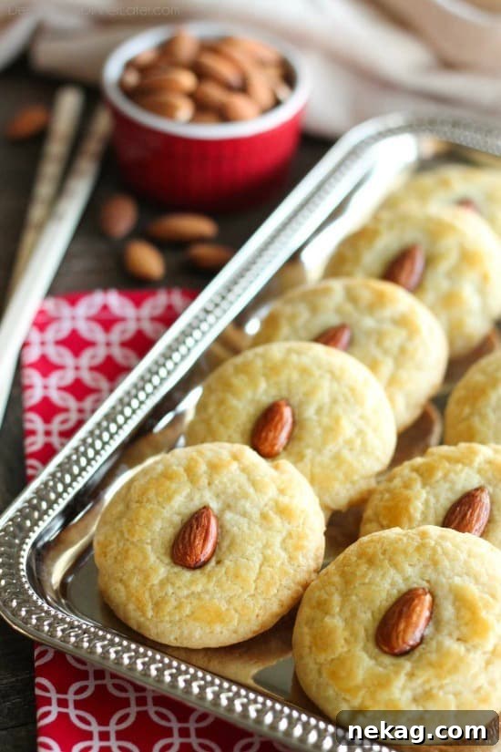 Crispy Chinese Almond Cookies Recipe for Lunar New Year Treats 5 Chinese Almond Cookies are simple, crisp, buttery, and full of almond flavor. Save this recipe for Chinese New Year!