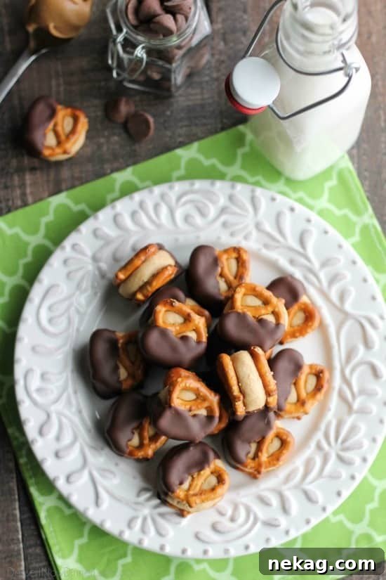 Peanut Butter Pretzel Bites Recipe — Sweet & Salty Snack Ideas 4 Peanut Butter Balls are made into pretzel bites for a salty-sweet addicting treat! Perfect for parties or Christmas neighbor gifts!