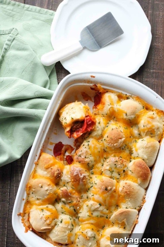 Meatball Sub Pizza: Savory Italian-Style Pizza Recipe 2 This deep dish casserole is a meatball sandwich and pizza in one! Saucy meatballs and pieces of pepperoni are sandwiched between fresh bread and topped with cheese for a hearty dinner, party appetizer, or sports game snack.
