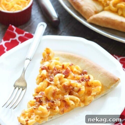 Mac and Cheese Pizza combines two tasty dinners into one incredible meal. It's so easy, the kids can make it! Top it with bacon for extra deliciousness!