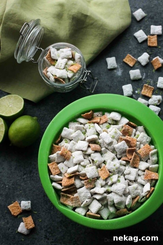 Key Lime Muddy Buddies: Zesty Lime White Chocolate Snack Mix 3 Key Lime Muddy Buddies are inspired by the flavors of a classic key lime pie. They're tangy and sweet, with graham cracker cereal pieces throughout. Perfect for parties or movie night snacking!