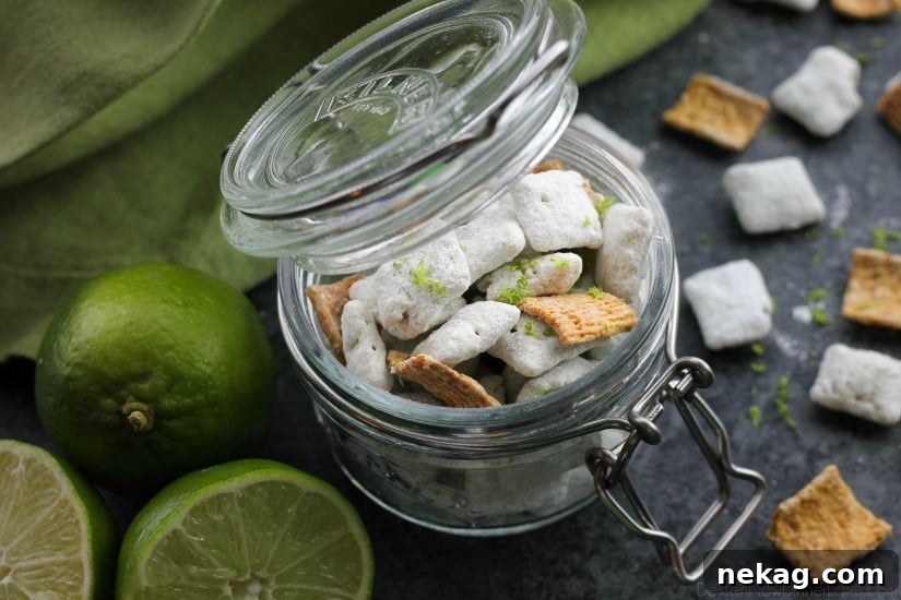 Key Lime Muddy Buddies: Zesty Lime White Chocolate Snack Mix 4 Key Lime Muddy Buddies are inspired by the flavors of a classic key lime pie. They're tangy and sweet, with graham cracker cereal pieces throughout. Perfect for parties or movie night snacking!