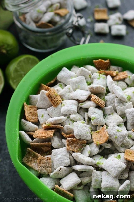 Key Lime Muddy Buddies: Zesty Lime White Chocolate Snack Mix 6 Key Lime Muddy Buddies are inspired by the flavors of a classic key lime pie. They're tangy and sweet, with graham cracker cereal pieces throughout. Perfect for parties or movie night snacking!