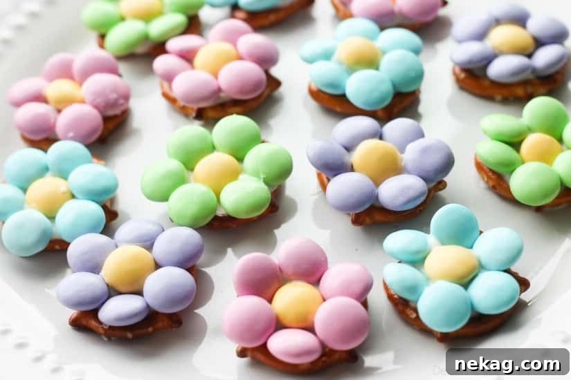 Flower Pretzel Bites are sweet, salty, and delicious - an easy and fun treat for Easter, Spring, or Mother's Day.