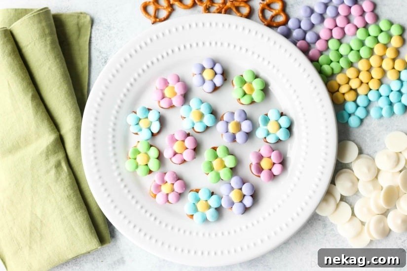 Flower Pretzel Bites are sweet, salty, and delicious - an easy and fun treat for Easter, Spring, or Mother's Day.