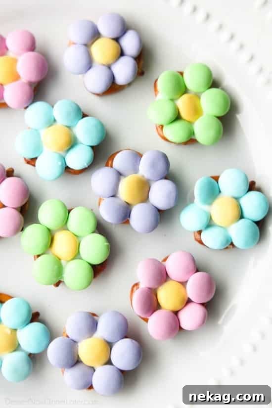Flower Pretzel Bites are sweet, salty, and delicious - an easy and fun treat for Easter, Spring, or Mother's Day.