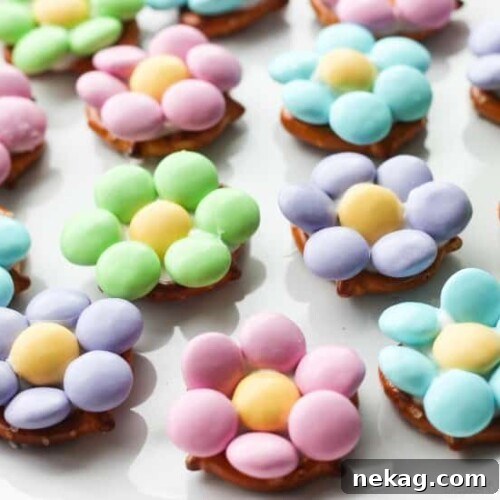 Flower Pretzel Bites are sweet, salty, and delicious - an easy and fun treat for Easter, Spring, or Mother's Day.