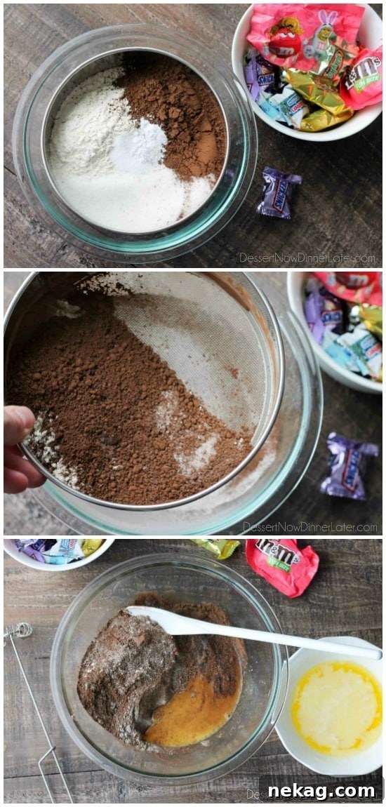 How to make candy bar brownies.
