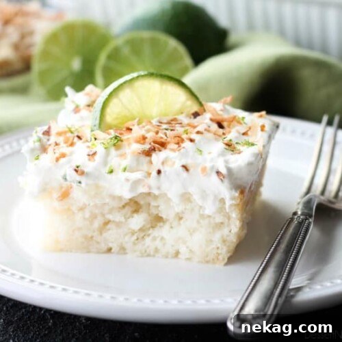 Coconut Lime Poke Cake - plated image