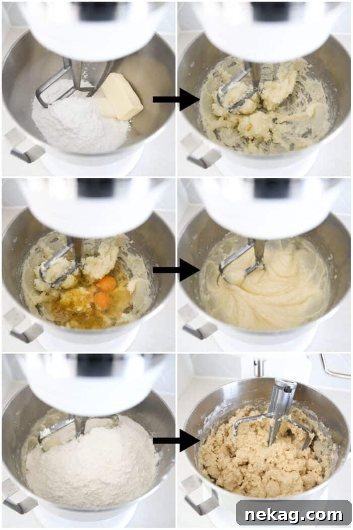 Steps to make lemon sugar cookie dough.