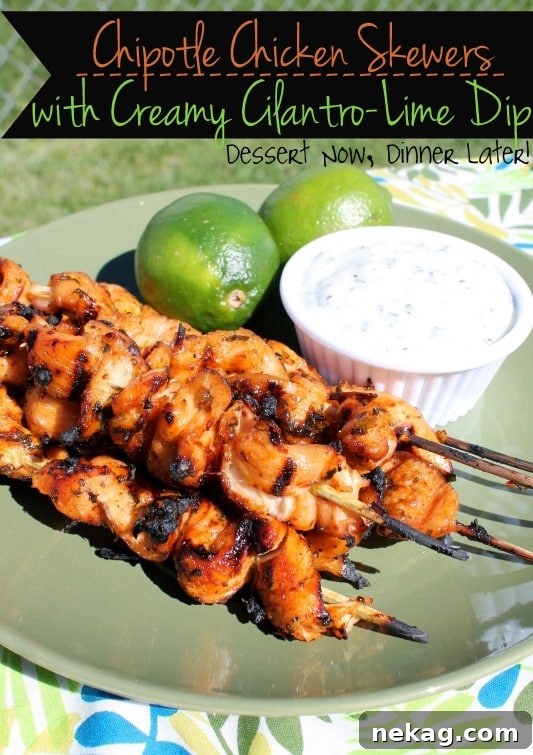 Chipotle Chicken Skewers with Creamy Cilantro Lime Dip