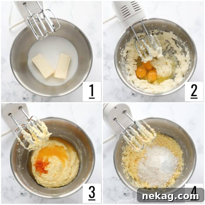 Steps to make orange brownies.