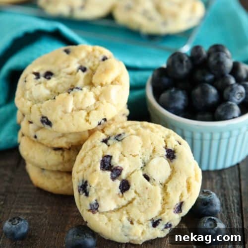Blueberry Cheesecake Cookie Recipe: Soft, Creamy Bites 5 Blueberry Cheesecake Cookies are made with a muffin mix for a fruity, soft, and chewy cookie studded with creamy white chocolate chips. A quick and easy dessert!