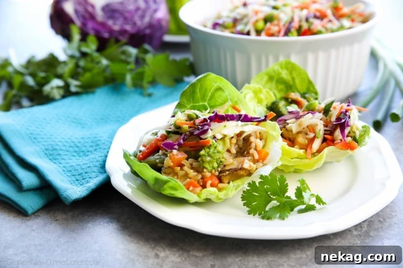 Whip up these Teriyaki Chicken Lettuce Wraps with Asian Slaw in no time for an easy family dinner with insanely tasty flavors!