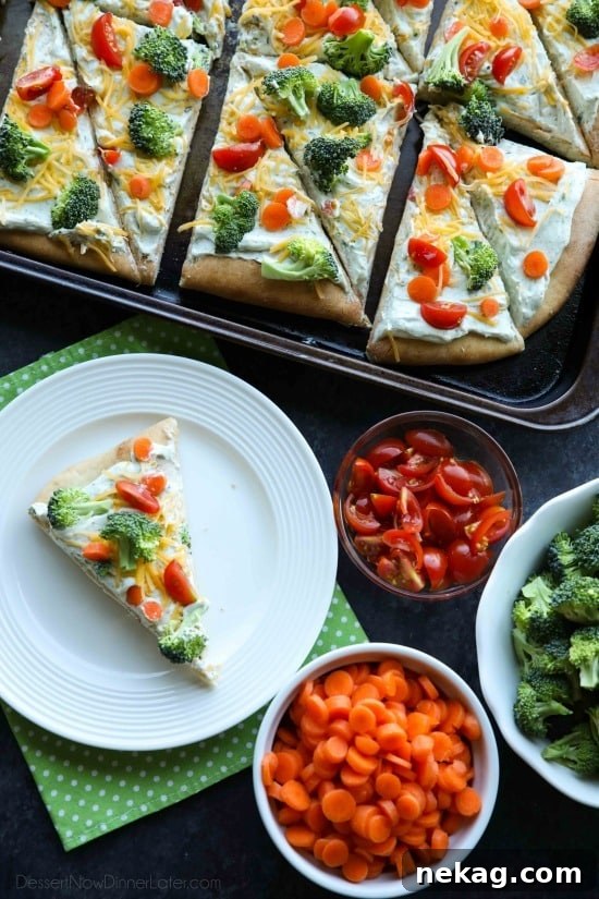 Vegetable pizza on serving tray