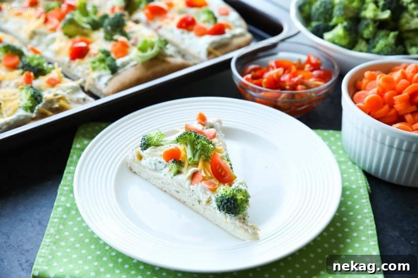 Chilled vegetable pizza ready to serve