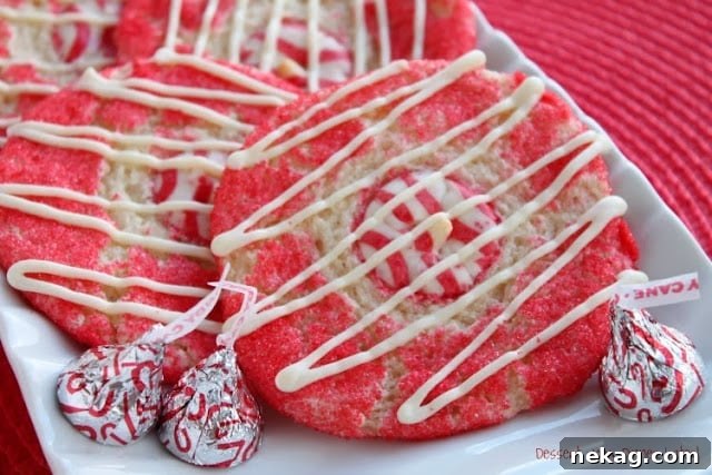 Close-up of peppermint thumbprint cookie