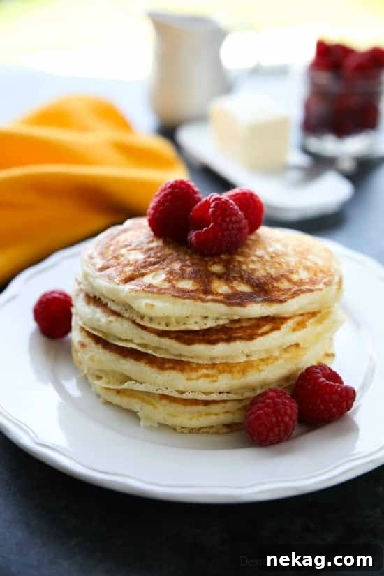 These homemade buttermilk pancakes are fluffy and easy to make for breakfast any day of the week!