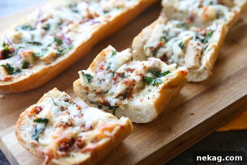 Chicken Alfredo Garlic Bread Pizza is a quick and easy dinner with loads of flavor! Pick up a loaf of French bread and make this tonight!