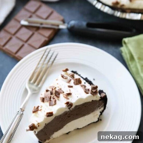 Two-layer no-bake cheesecake with vanilla and chocolate layers.