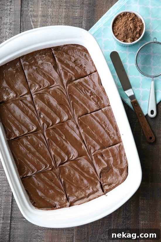 Close-up of frosted fudge brownies