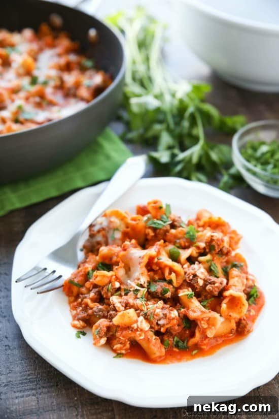 This Easy Skillet Lasagna is quick, tasty, and ready in 30 minutes! A family-friendly dinner you can make any night of the week.