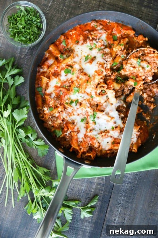 This Easy Skillet Lasagna is quick, tasty, and ready in 30 minutes! A family-friendly dinner you can make any night of the week.