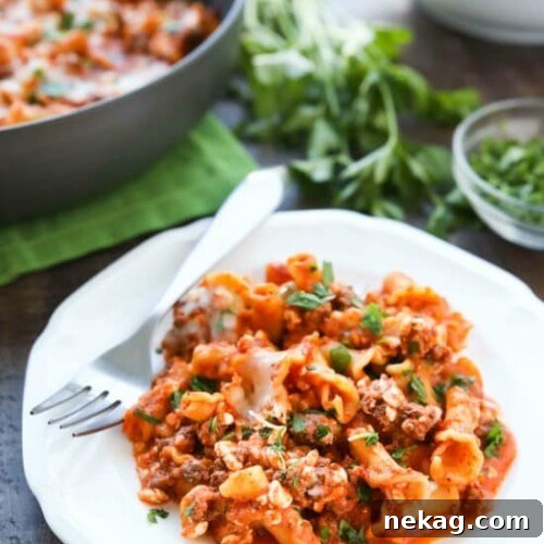 This Easy Skillet Lasagna is quick, tasty, and ready in 30 minutes! A family-friendly dinner you can make any night of the week.