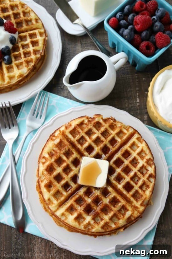 Fluffy, light, and crispy buttermilk waffles