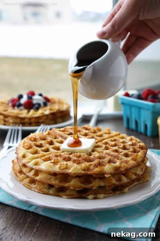 Close-up of crisp waffle texture