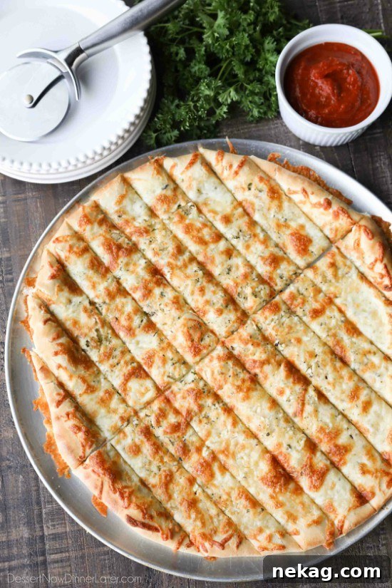 Garlic Cheese Breadsticks Recipe for Crispy, Pull-Apart Delight 3 These easy Cheesy Garlic Breadsticks are loaded with garlic, cheese, and herbs for a great tasting breadstick to enjoy for pizza night. Also delicious dipped in marinara sauce!