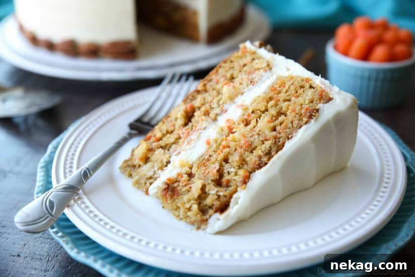 This easy carrot cake recipe is moist, perfectly-spiced, and topped with the BEST cream cheese frosting. Customize it with your favorite fillers or enjoy it simply as-is.