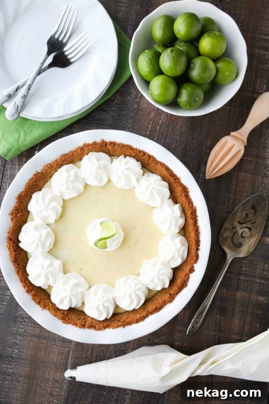 Key Lime Pie Recipe with Step-by-Step Video Tutorial 3 This classic Key Lime Pie recipe is smooth and creamy, tart yet sweet, and super easy to make! Top it with freshly sweetened whipped cream for the perfect bite!