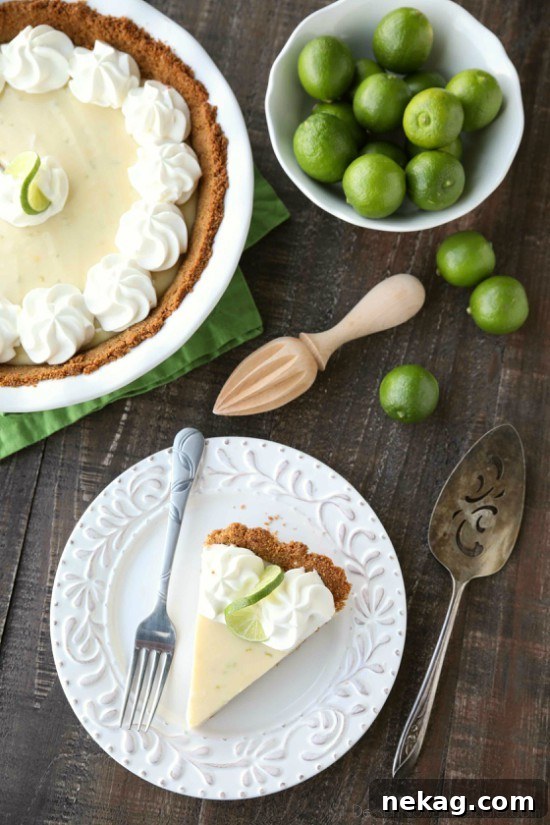 Key Lime Pie Recipe with Step-by-Step Video Tutorial 4 This classic Key Lime Pie recipe is smooth and creamy, tart yet sweet, and super easy to make! Top it with freshly sweetened whipped cream for the perfect bite!