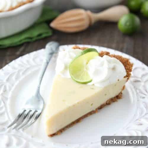 This classic Key Lime Pie recipe is smooth and creamy, tart yet sweet, and super easy to make! Top it with freshly sweetened whipped cream for the perfect bite!