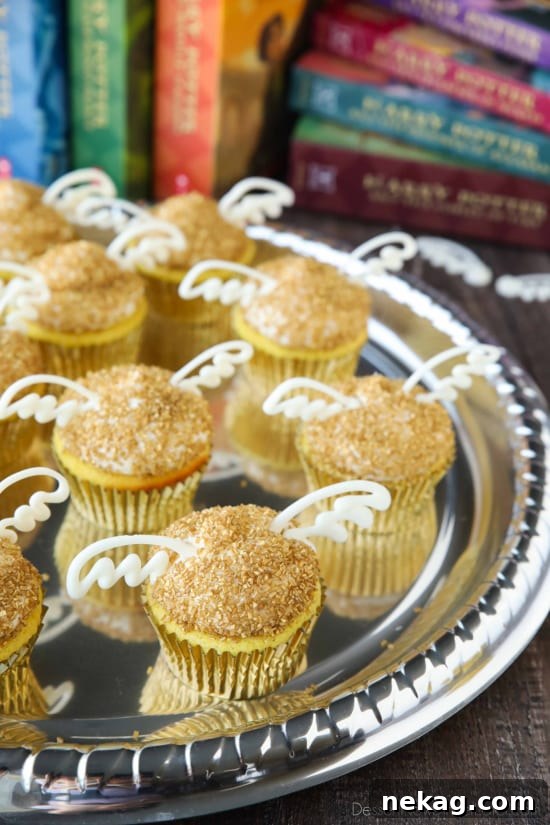 Golden Snitch Cupcakes close up