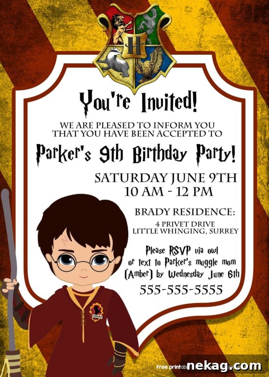 Harry Potter party invitation example