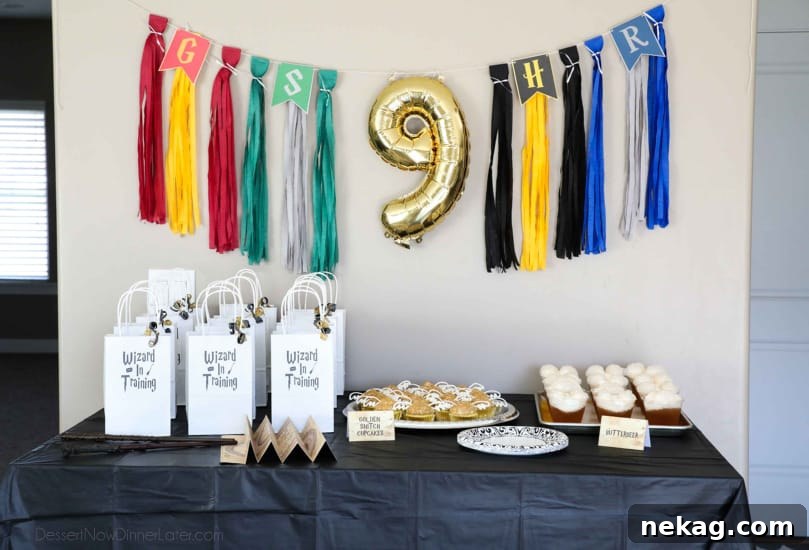 Table décor for Harry Potter party