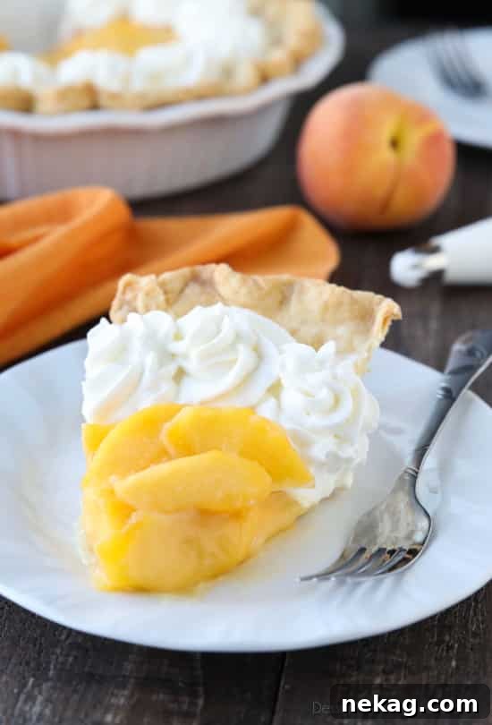 This Fresh Peach Pie has a no-bake filling that uses fresh, uncooked peaches and a simple homemade glaze inside of a crisp pie crust. A great recipe for fresh peaches!