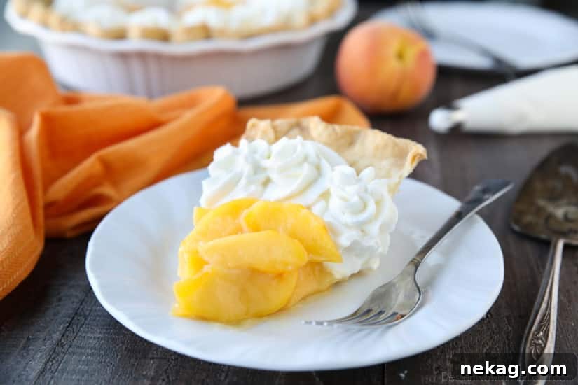 This Fresh Peach Pie has a no-bake filling that uses fresh, uncooked peaches and a simple homemade glaze inside of a crisp pie crust. A great recipe for fresh peaches!
