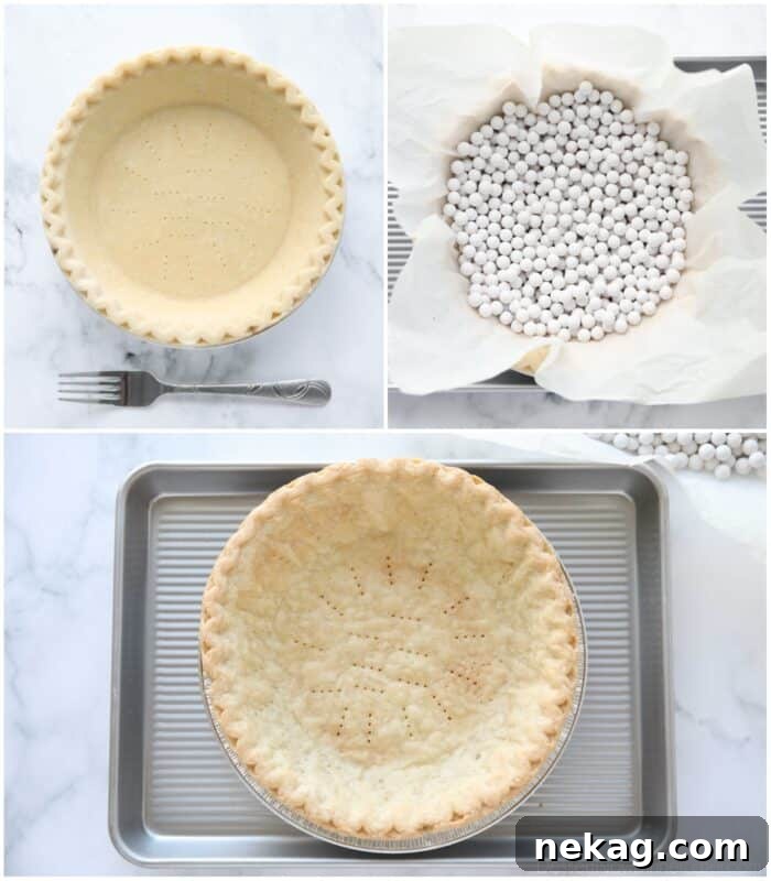 Decadent Raspberry Cream Pie Recipe with a Buttery Crust 6 Steps to blind bake a pie crust.