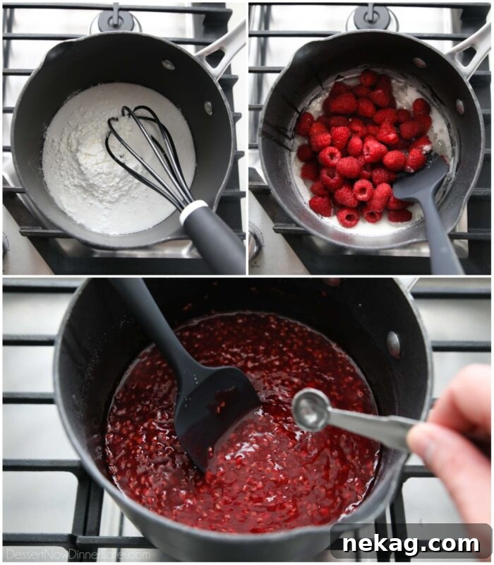 Decadent Raspberry Cream Pie Recipe with a Buttery Crust 8 Steps to make raspberry pie filling for the topping.