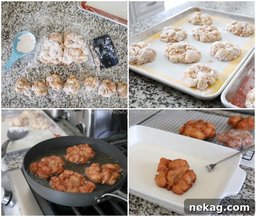 Apple Fritters - an easy and delicious yeast doughnut with chunks of apples, ground cinnamon, and a sweet glaze.